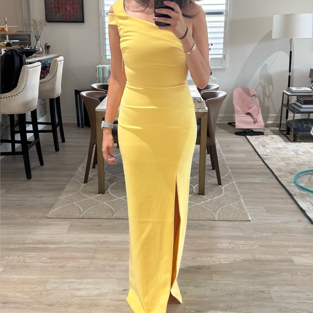 Likely Yellow Asymmetrical One-Shoulder Dress